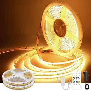 COB LED Strip Lights Warm White,24V Dimmable led Light Strip KIT with Remote and app Control,2700K 65FT/20m 8mm Wide Ra>90 Cuttable Flexible Strip Lights for Bedroom,Shelf,Cabinet COB LED Strip Lights Warm White,24V Dimmable led Light Strip KIT with Remote and app Control,2700K 65FT/20m 8mm Wide Ra>90 Cuttable Flexible Strip Lights for Bedroom,Shelf,Cabinet