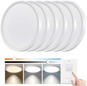 6 Pack 12 Inch Hardwired Dimmable LED Flush Mount Ceiling Light Fixtures, 24W 2640LM 3000K/4000K/5000K, House Upgrade Led Lights for Bedroom Hallway Laundry Room Rental Units, 240W Equiv., White 6 Pack 12 Inch Hardwired Dimmable LED Flush Mount Ceiling Light Fixtures, 24W 2640LM 3000K/4000K/5000K, House Upgrade Led Lights for Bedroom Hallway Laundry Room Rental Units, 240W Equiv., White