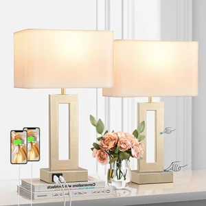 Gold Table Lamps Set of 2, 16.4" Bedside Lamps for Nightstand with USB C+A 3 Way Dimmable, Touch Night Stand Lamp with Charging Station for Beroom, Dorm, Living Room, Desk, LED Bulb Included Gold Table Lamps Set of 2, 16.4" Bedside Lamps for Nightstand with USB C+A 3 Way Dimmable, Touch Night Stand Lamp with Charging Station for Beroom, Dorm, Living Room, Desk, LED Bulb Included