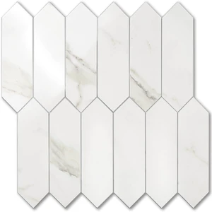 Glossy White Marble Backsplash Tile Peel and Stick, 12.8 x 12.8 Inch 10 Sheets Long Hexagon PVC Self Adhesive Mosaic Wall Tiles Stick on Backsplash for Kitchen and Bathroom Glossy White Marble Backsplash Tile Peel and Stick, 12.8 x 12.8 Inch 10 Sheets Long Hexagon PVC Self Adhesive Mosaic Wall Tiles Stick on Backsplash for Kitchen and Bathroom