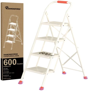 Step Ladder Foldable Folding Stool - for Home Adults Kitchen 4 Stepping Extension Tall Heavy Duty with Handrails - Closet Stepstool Stair Ladders Extendable Stepladder for Indoor House 600Lbs Step Ladder Foldable Folding Stool - for Home Adults Kitchen 4 Stepping Extension Tall Heavy Duty with Handrails - Closet Stepstool Stair Ladders Extendable Stepladder for Indoor House 600Lbs