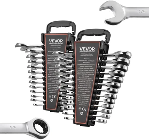 Combination Wrench Set, 26-Piece SAE and Metric, 72 Teeth, Cr-V Steel Ratcheting Wrench Set, with Rack Organizer, Open End, Clear Size Labels, for General Household, Automotive Repairs, Silver Combination Wrench Set, 26-Piece SAE and Metric, 72 Teeth, Cr-V Steel Ratcheting Wrench Set, with Rack Organizer, Open End, Clear Size Labels, for General Household, Automotive Repairs, Silver