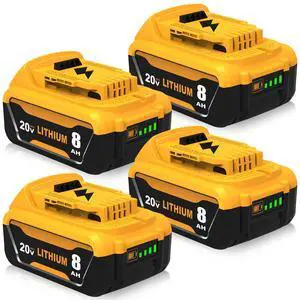 4 Packs 8000mAh High Capacity DCB206 Replacement for Dewalt 20V Battery Compatible with Dewalt 20V Max Battery DCB203 DCB207 DCB208 DCB200 DCD DCF DCG Series Cordless Power Tools 4 Packs 8000mAh High Capacity DCB206 Replacement for Dewalt 20V Battery Compatible with Dewalt 20V Max Battery DCB203 DCB207 DCB208 DCB200 DCD DCF DCG Series Cordless Power Tools