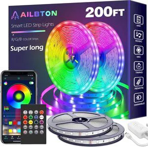 200ft Led Strip Lights(2 Rolls of 100ft led Lights) Ultra Long Led Light Strip with App Voice Control Remote,5050 RGB Music Sync Color Changing Led Lights for Bedroom,Party,Home Decoration 200ft Led Strip Lights(2 Rolls of 100ft led Lights) Ultra Long Led Light Strip with App Voice Control Remote,5050 RGB Music Sync Color Changing Led Lights for Bedroom,Party,Home Decoration