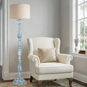 Vintage Floor Lamp for Living Room, Rustic Farmhouse Standing Lamp with Rotary Switch and Linen Shade, Retro Resin Floor Lamp for Bedroom, Corner, Dining Room, House Decor, Wash Blue Vintage Floor Lamp for Living Room, Rustic Farmhouse Standing Lamp with Rotary Switch and Linen Shade, Retro Resin Floor Lamp for Bedroom, Corner, Dining Room, House Decor, Wash Blue