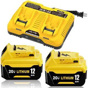 2Packs 12.0Ah DCB206 Replacement for Dewalt 20V Battery and DCB102 Charger Compatible with Dewalt 20V Battery Lithium DCB203 DCB207 DCB204 DCB201 Power Tool 2Packs 12.0Ah DCB206 Replacement for Dewalt 20V Battery and DCB102 Charger Compatible with Dewalt 20V Battery Lithium DCB203 DCB207 DCB204 DCB201 Power Tool