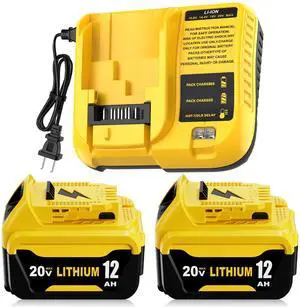 12.0Ah DCB206 Replace for Dewalt 20V Max Battery and DCB107 Charger, 2Pack Compatible with Dewalt 20V Battery DCB200 DCB201 DCB203 DCB207 DCD/DCF/DCG Series Power Tools 12.0Ah DCB206 Replace for Dewalt 20V Max Battery and DCB107 Charger, 2Pack Compatible with Dewalt 20V Battery DCB200 DCB201 DCB203 DCB207 DCD/DCF/DCG Series Power Tools