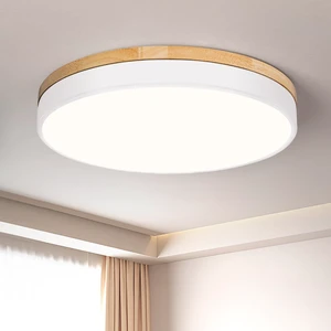 Modern Wood White Flush Mount Ceiling Light 15.75 Inch Round LED Low Profile Lighting Fixture For Kitchen Bedroom Bathroom Laundry Hallway Entryway Closet Living Room Modern Wood White Flush Mount Ceiling Light 15.75 Inch Round LED Low Profile Lighting Fixture For Kitchen Bedroom Bathroom Laundry Hallway Entryway Closet Living Room