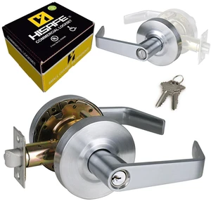 Keyed Entry Commercial Door Lock for Office Heavy Duty Grade 2 Lever 2-3/4''Backset, Non-Handed, UL 3 Hour Fire Rated, ADA Compliant, Satin Chrome Finish 26D, X-XG-ET-70 Keyed Entry Commercial Door Lock for Office Heavy Duty Grade 2 Lever 2-3/4''Backset, Non-Handed, UL 3 Hour Fire Rated, ADA Compliant, Satin Chrome Finish 26D, X-XG-ET-70