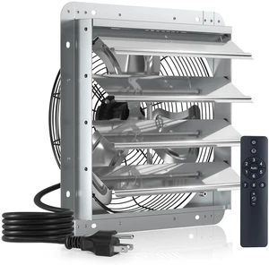 18" Shutter Exhaust Fan, Remote 9-Speed 56W EC Motor, 2300 CFM Energy-Efficient Wall Mount Ventilation Fan, Workshop, Warehouse, Barn, Greenhouse, Plug&Play 8-Hr Timer, 3-Year Protection 18" Shutter Exhaust Fan, Remote 9-Speed 56W EC Motor, 2300 CFM Energy-Efficient Wall Mount Ventilation Fan, Workshop, Warehouse, Barn, Greenhouse, Plug&Play 8-Hr Timer, 3-Year Protection