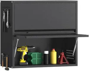 2 Door Garage Wall Cabinet with Up-Flip Door, 25.6" H Metal Wall Cabinet Wall Mounted Metal Storage Cabinet for Garage,Basement,Ware House Assembly Required 2 Door Garage Wall Cabinet with Up-Flip Door, 25.6" H Metal Wall Cabinet Wall Mounted Metal Storage Cabinet for Garage,Basement,Ware House Assembly Required