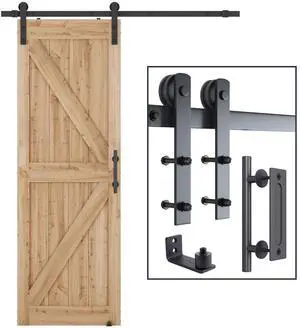 5.5 FT Heavy Duty Sturdy Sliding Barn Door Hardware Kit,Black (Whole Set Includes 1x Pull Handle Set & 1x Floor Guide) Fit 30"-33" Wide Door Panel (I Shape Hanger) 5.5 FT Heavy Duty Sturdy Sliding Barn Door Hardware Kit,Black (Whole Set Includes 1x Pull Handle Set & 1x Floor Guide) Fit 30"-33" Wide Door Panel (I Shape Hanger)