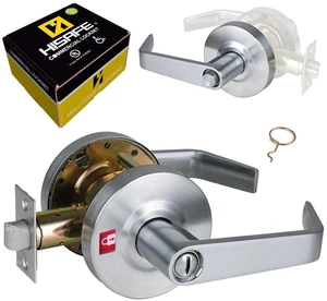 Privacy Commercial Door Locks for Bathroom, Heavy Duty Grade 2 Lever 2-3/4''Backset, With Indicator, Non-Handed, UL 3 Hour Fire Rated, ADA Compliant, Satin Chrome Finish 26D, X-XG-BK-70 Privacy Commercial Door Locks for Bathroom, Heavy Duty Grade 2 Lever 2-3/4''Backset, With Indicator, Non-Handed, UL 3 Hour Fire Rated, ADA Compliant, Satin Chrome Finish 26D, X-XG-BK-70