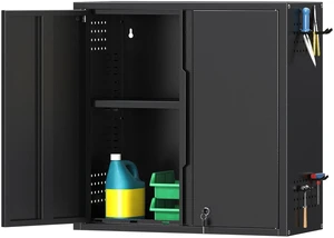 26" H Garage Wall Cabinet with Lockable Doors and Adjustable Shelf Metal Wall Cabinet for Garage Assembly Required (26" H Black) 26" H Garage Wall Cabinet with Lockable Doors and Adjustable Shelf Metal Wall Cabinet for Garage Assembly Required (26" H Black)
