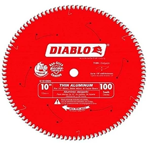 Saw Blade - 10" Diameter, 100 TCG Teeth, 5/8" Arbor for Thin Aluminum Cutting -.091" Kerf, -5 Degree Hook Angle.071" Plate, 6000 Max RPM - D10100N Saw Blade - 10" Diameter, 100 TCG Teeth, 5/8" Arbor for Thin Aluminum Cutting -.091" Kerf, -5 Degree Hook Angle.071" Plate, 6000 Max RPM - D10100N