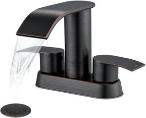 Waterfall Bathroom Sink Faucet Oil Rubbed Bronze 4 Inch Bathroom Sink Faucet for 3 Hole or 2 Hole, 2 Handle Waterfall Faucets with Pop up Drain, Centerset Faucets for RV Counter Waterfall Bathroom Sink Faucet Oil Rubbed Bronze 4 Inch Bathroom Sink Faucet for 3 Hole or 2 Hole, 2 Handle Waterfall Faucets with Pop up Drain, Centerset Faucets for RV Counter