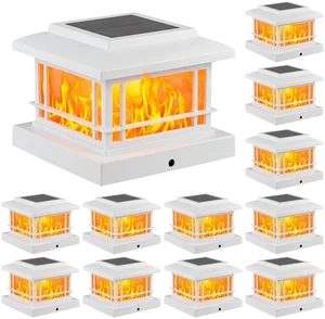Flickering Flame Solar Post Cap Lights Outdoor, White Post Lights with 3 Color Temperature, Fits 3.5" 4" 4.5" 5" Wood/Vinyl Posts, IP64 Waterproof Fence Deck Lights for Garden Patio Yard 12Pack Flickering Flame Solar Post Cap Lights Outdoor, White Post Lights with 3 Color Temperature, Fits 3.5" 4" 4.5" 5" Wood/Vinyl Posts, IP64 Waterproof Fence Deck Lights for Garden Patio Yard 12Pack