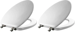 1844BNA 000 Toilet Seat with Brushed Nickel Hinges will Never Come Loose, ELONGATE, White - Brushed Nickel (Pack of 2) 1844BNA 000 Toilet Seat with Brushed Nickel Hinges will Never Come Loose, ELONGATE, White - Brushed Nickel (Pack of 2)