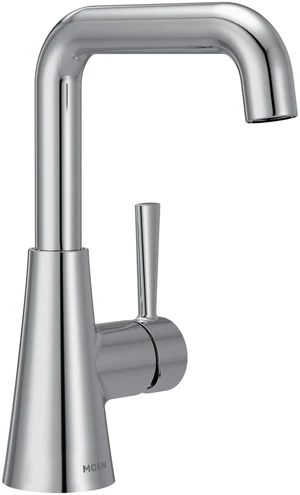Ronan Chrome Double Bend Single Hole Modern Bathroom Sink Faucet with Optional Deckplate and Spring Loaded Drain Assembly, 84024 Ronan Chrome Double Bend Single Hole Modern Bathroom Sink Faucet with Optional Deckplate and Spring Loaded Drain Assembly, 84024
