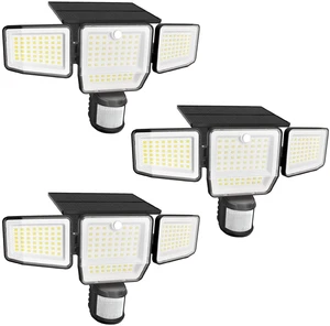 6000LM Solar Lights Outdoor, 4 Heads Motion Sensor Outdoor Lights, Solar Flood Lights for Yard House Outside Garage, IP65 Waterproof, 3 Modes, Easy Install, 3 Pack 6000LM Solar Lights Outdoor, 4 Heads Motion Sensor Outdoor Lights, Solar Flood Lights for Yard House Outside Garage, IP65 Waterproof, 3 Modes, Easy Install, 3 Pack