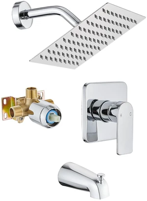 Tub Shower Faucet Set With Head & Spout Chrome Tub Shower Faucet Set With Head & Spout Chrome