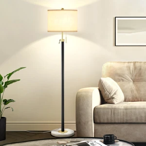 Floor Lamp for Living Room Adjustable Tall Standing Lamp, 3-Way Dimmable Floor Lamp for Bedroom Office, Black Gold Lamp with Marble Base and White Linen Shade Floor Lamp for Living Room Adjustable Tall Standing Lamp, 3-Way Dimmable Floor Lamp for Bedroom Office, Black Gold Lamp with Marble Base and White Linen Shade