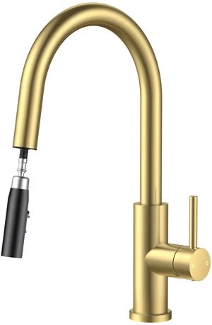 Kitchen Faucet with Hidden Pull Down Sprayer, Gold Single Handle Lead-Free, Stainless Steel, High Arc Sink Faucet with Deck Plate, 1 or 3 Hole Mount for Bar RV Outdoor Laundry Farmhouse Kitchen Faucet with Hidden Pull Down Sprayer, Gold Single Handle Lead-Free, Stainless Steel, High Arc Sink Faucet with Deck Plate, 1 or 3 Hole Mount for Bar RV Outdoor Laundry Farmhouse