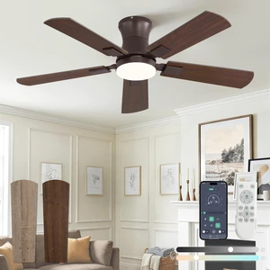 42 inch Ceiling Fan with Light, Low Profile, App & Remote Control Flush Mount, Stepless Dimming LED Light, Quiet Reversible DC Motor, Memory Function, Living Room, Bedroom, Patio, Oil Bronze 42 inch Ceiling Fan with Light, Low Profile, App & Remote Control Flush Mount, Stepless Dimming LED Light, Quiet Reversible DC Motor, Memory Function, Living Room, Bedroom, Patio, Oil Bronze