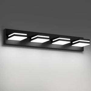 Modern LED Black Acrylic Bathroom Lights Fixtures 4-Light Wall Lighting,Vanity Lights for Bathroom Over Mirror 6000K 350°RotateNo Assembly Required Modern LED Black Acrylic Bathroom Lights Fixtures 4-Light Wall Lighting,Vanity Lights for Bathroom Over Mirror 6000K 350°RotateNo Assembly Required
