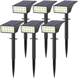 Solar Lights Outdoor Waterproof IP65, Landscape Lights, 6 Pack, Cool White IP65 Waterproof, Auto On/Off LED Powered Yard Garden Flood Solar Light for Outside Pathway Wall Tree Lawn Uplights Lights Solar Lights Outdoor Waterproof IP65, Landscape Lights, 6 Pack, Cool White IP65 Waterproof, Auto On/Off LED Powered Yard Garden Flood Solar Light for Outside Pathway Wall Tree Lawn Uplights Lights