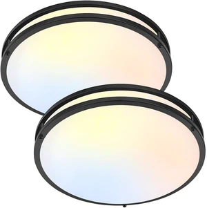 LED Flush Mount Ceiling Light Fixture 50W 5CCT Dimmable 16 Inch 6000LM Selectable 2700K Warm White-6500K Adjustable Round Ceiling Lamp for Bedroom Kitchen Living Room Hallway, 2 Pack Black LED Flush Mount Ceiling Light Fixture 50W 5CCT Dimmable 16 Inch 6000LM Selectable 2700K Warm White-6500K Adjustable Round Ceiling Lamp for Bedroom Kitchen Living Room Hallway, 2 Pack Black
