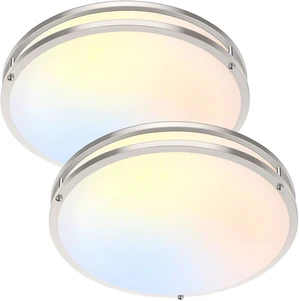 LED Flush Mount Ceiling Light Fixture 50W 5CCT Dimmable 16 Inch 6000LM Selectable 2700K Warm White-6500K Adjustable Round Ceiling Lamp for Bedroom Kitchen Living Room, 2 Pack Brushed Nickle LED Flush Mount Ceiling Light Fixture 50W 5CCT Dimmable 16 Inch 6000LM Selectable 2700K Warm White-6500K Adjustable Round Ceiling Lamp for Bedroom Kitchen Living Room, 2 Pack Brushed Nickle