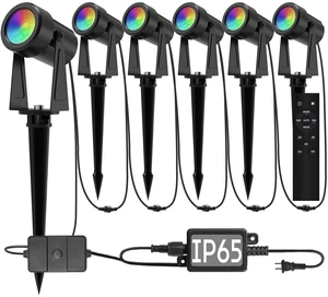 Outdoor Landscape Lighting with Remote, RGBW Color Changing Spot Uplights, 6 Pack Outdoor Landscape Lighting with Remote, RGBW Color Changing Spot Uplights, 6 Pack