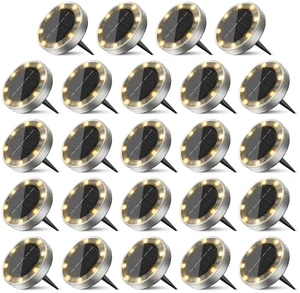 24 Pack Solar Lights Outdoor Waterproof, 8 LED Solar Ground Lights Flat Solar Disc Light Landscape Lighting for Pathway Garden Yard Walkway Driveway Lawn, Warm White 24 Pack Solar Lights Outdoor Waterproof, 8 LED Solar Ground Lights Flat Solar Disc Light Landscape Lighting for Pathway Garden Yard Walkway Driveway Lawn, Warm White