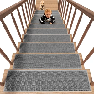 Non Slip Stair-Treads, Rubber Backing Stair-Runners for Wooden Steps 15PCS Residue Free Carpet Stair Treads for Kids and Dogs 8"x30" Grey Non Slip Stair-Treads, Rubber Backing Stair-Runners for Wooden Steps 15PCS Residue Free Carpet Stair Treads for Kids and Dogs 8"x30" Grey