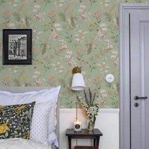 Vintage Floral Peel and Stick Wallpaper 1200" x 17.3" Sage Green Botanical Contact Paper, Self Adhesive Removable Wall Paper, Renter Friendly, Bedroom Cabinets DIY Decor Vintage Floral Peel and Stick Wallpaper 1200" x 17.3" Sage Green Botanical Contact Paper, Self Adhesive Removable Wall Paper, Renter Friendly, Bedroom Cabinets DIY Decor