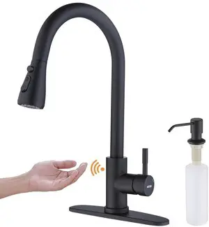 Touchless Kitchen Faucet with Pull Down Sprayer, Motion Sensor Kitchen Faucet with Kitchen Soap Dispenser, Single Kitchen Faucet Pull Out Faucet,Matte Black Touchless Kitchen Faucet with Pull Down Sprayer, Motion Sensor Kitchen Faucet with Kitchen Soap Dispenser, Single Kitchen Faucet Pull Out Faucet,Matte Black
