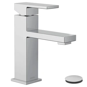 Revyl Chrome One-Handle Single Hole Modern Bathroom Sink Faucet with Optional Deckplate and Spring Loaded Drain Assembly, 84771 Revyl Chrome One-Handle Single Hole Modern Bathroom Sink Faucet with Optional Deckplate and Spring Loaded Drain Assembly, 84771