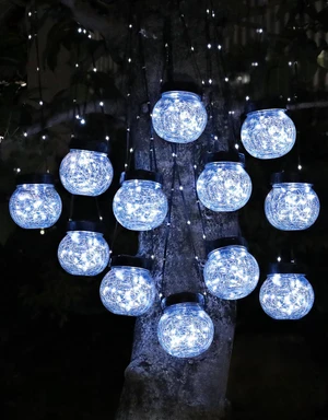 Solar Lights Outdoor Waterproof 12-Pack, Solar Powered Hanging Lantern Cracked Glass Hanging Globes for Yard Decor Christmas Decoration, Shepherd Hook, Garden Tree Ornaments, Cold White Solar Lights Outdoor Waterproof 12-Pack, Solar Powered Hanging Lantern Cracked Glass Hanging Globes for Yard Decor Christmas Decoration, Shepherd Hook, Garden Tree Ornaments, Cold White