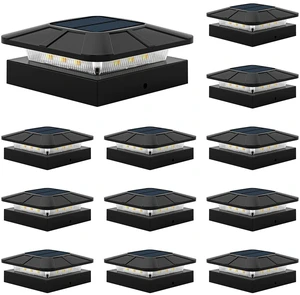 4x4 Solar Fence Post Cap Lights Outdoor Waterproof, 12 Pack, Black IP65,Solar Powered Deck Post Lights with 3 Color Modes Auto On/Off, Garden, Patio, Backyard, Porch, Sidewalk 4x4 Solar Fence Post Cap Lights Outdoor Waterproof, 12 Pack, Black IP65,Solar Powered Deck Post Lights with 3 Color Modes Auto On/Off, Garden, Patio, Backyard, Porch, Sidewalk
