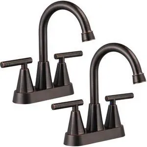 Bronze Bathroom Faucets, Centerset Bathroom Sink Faucet, 2 Pack 4 Inch with Pop Up Drain and Supply Hoses, 2 Handle Stainless Steel Faucet for Vanity, RV, Farmhouse, 2 or 3 Hole Bronze Bathroom Faucets, Centerset Bathroom Sink Faucet, 2 Pack 4 Inch with Pop Up Drain and Supply Hoses, 2 Handle Stainless Steel Faucet for Vanity, RV, Farmhouse, 2 or 3 Hole