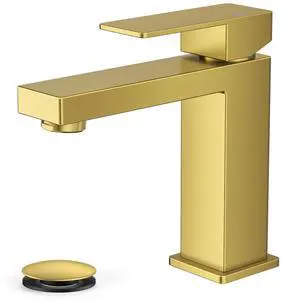 Bathroom Faucet 1 Hole, Single Handle Vanity Faucets Brushed Gold For 1 or 3 Hole 4 Inch Centerset Sink, with Pop-up Drain, NSF61 Certificate, Single Handle Faucet for Sink Vanity RV Restroom Bathroom Faucet 1 Hole, Single Handle Vanity Faucets Brushed Gold For 1 or 3 Hole 4 Inch Centerset Sink, with Pop-up Drain, NSF61 Certificate, Single Handle Faucet for Sink Vanity RV Restroom
