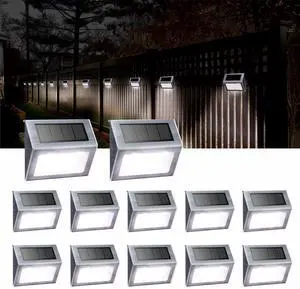 White Solar Lights for Deck Step Fence Post, SST Housing, 12 Pack white non-glare LED lamp, sturdy stainless steel casing, for deck, step, fence, pathway, Rainproof, Automatic ON/OFF White Solar Lights for Deck Step Fence Post, SST Housing, 12 Pack white non-glare LED lamp, sturdy stainless steel casing, for deck, step, fence, pathway, Rainproof, Automatic ON/OFF
