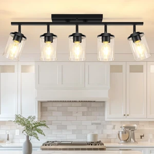 5-Lights Black Semi Flush Mount Ceiling Light Fixtures, Modern Clear Glass Shade Farmhouse Kitchen Ceiling Lamp, Adjustable Rotatable Vanity Light Fixture for Hallway Entryway Dining Room 5-Lights Black Semi Flush Mount Ceiling Light Fixtures, Modern Clear Glass Shade Farmhouse Kitchen Ceiling Lamp, Adjustable Rotatable Vanity Light Fixture for Hallway Entryway Dining Room