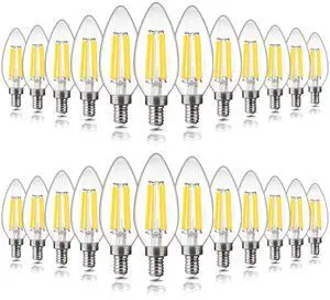 24 Pack Chandelier Light Bulbs 100 Watt Equivalent, 800LM Bright Dimmable LED Light Bulb, E12 Base, 5000K Daylight White, B11 Type, 5.5W, Ideal for Living Room, Bedroom, Dining Room 24 Pack Chandelier Light Bulbs 100 Watt Equivalent, 800LM Bright Dimmable LED Light Bulb, E12 Base, 5000K Daylight White, B11 Type, 5.5W, Ideal for Living Room, Bedroom, Dining Room