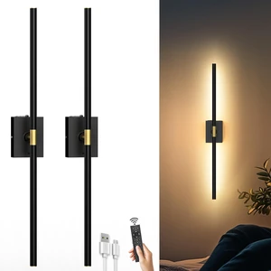 Battery Operated Wall Sconces Set of 2, 10000mAh, Black Detachable rechargeable battery, 31.5" wireless lighting for TV wall mirror bedroom or living room decor Battery Operated Wall Sconces Set of 2, 10000mAh, Black Detachable rechargeable battery, 31.5" wireless lighting for TV wall mirror bedroom or living room decor