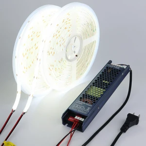 24V Outdoor COB LED Strip Lights Waterproof 65.6ft with Power Supply 6000K Cool White LED Tape Light Cuttable Adhesive CRI 93 160W for Bedroom Garden Living Room Ceiling, 2 Rolls of 32.8ft 24V Outdoor COB LED Strip Lights Waterproof 65.6ft with Power Supply 6000K Cool White LED Tape Light Cuttable Adhesive CRI 93 160W for Bedroom Garden Living Room Ceiling, 2 Rolls of 32.8ft