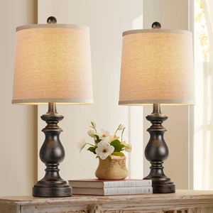 Traditional Table Lamp Set of 2, Rustic Farmhouse Table Lamps for Living Room Bedroom, 22" Bedside Desk Lamps Vintage Nightstand Lamps with Linen Shades, Oil Rubbed Bronze Traditional Table Lamp Set of 2, Rustic Farmhouse Table Lamps for Living Room Bedroom, 22" Bedside Desk Lamps Vintage Nightstand Lamps with Linen Shades, Oil Rubbed Bronze