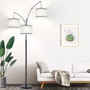 Dimmable Floor Lamp - 3 Lights Arc Floor Lamps for Living Room, 1000LM Modern Tall Standing Lamp With Gray Shades & Heavy Base, Mid Century Tree Floor Lamp for Bedroom Office, 3 LED Bulbs Included Dimmable Floor Lamp - 3 Lights Arc Floor Lamps for Living Room, 1000LM Modern Tall Standing Lamp With Gray Shades & Heavy Base, Mid Century Tree Floor Lamp for Bedroom Office, 3 LED Bulbs Included