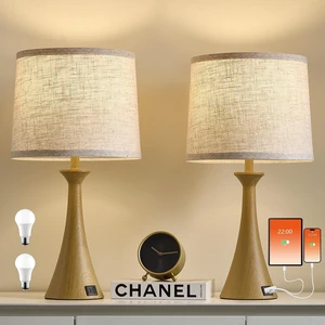 Touch Table Lamps Set of 2, 21" Bedside Lamps with USB C+A 3 Way Dimmable Nightstand Lamps with Linen Shades, 2 LED Bulbs Included, Touch Lamp for Living Room, Bedroom and End Tables Touch Table Lamps Set of 2, 21" Bedside Lamps with USB C+A 3 Way Dimmable Nightstand Lamps with Linen Shades, 2 LED Bulbs Included, Touch Lamp for Living Room, Bedroom and End Tables
